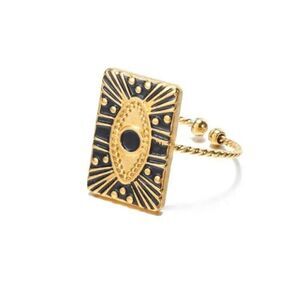 Anthropologie Gold and Black Geometric Ring
